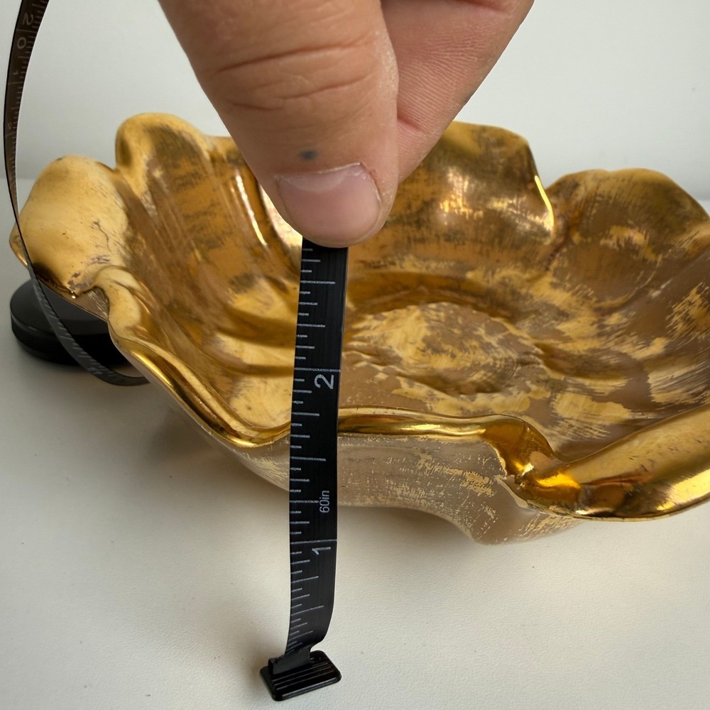 Stangl Granada Gold Bowl Vintage 3410-7 Gold Metallic Ruffled MCM Centerpiece - Picture 6 of 6